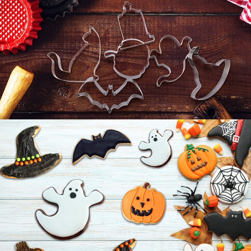 jollylife 18PCS Halloween Cookie Cutters - Pumpkin,Witch,Bat,Ghost,Cat,Tombstone,Spider, Skull,Candy Corn, Owl,Hat,Cauldron,Broom Party Supplies - Image 5